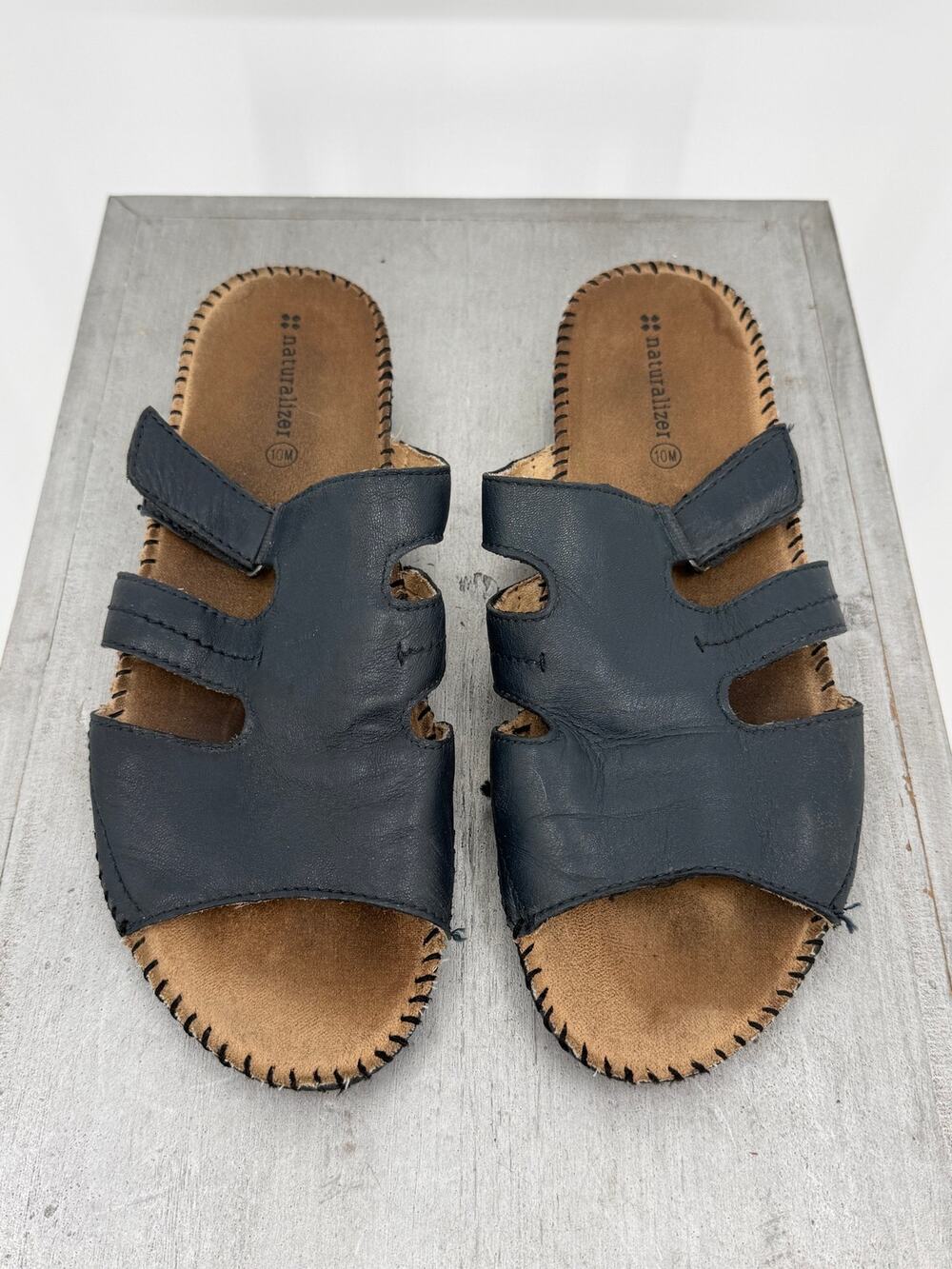 Naturalizer Serene Black Leather Comfort Slide Sandals Women's US 10M